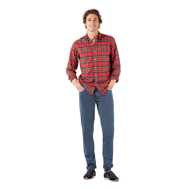 1050W220056 Camisas El Ganso Hombre Camisa Cuadros Tartan Rojo Perfil Amarillo